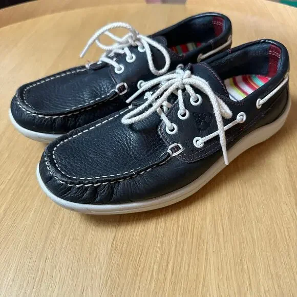 SASSize 7 Catalina Lace Up Boat Shoe Tripad Comfort Made in USA Navy